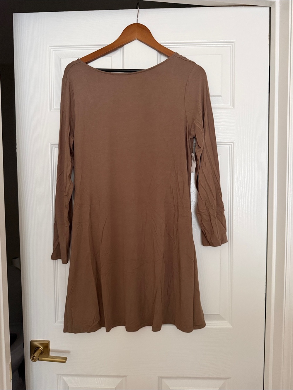 Old Navy Long Sleeve A-Line Dress in Taupe